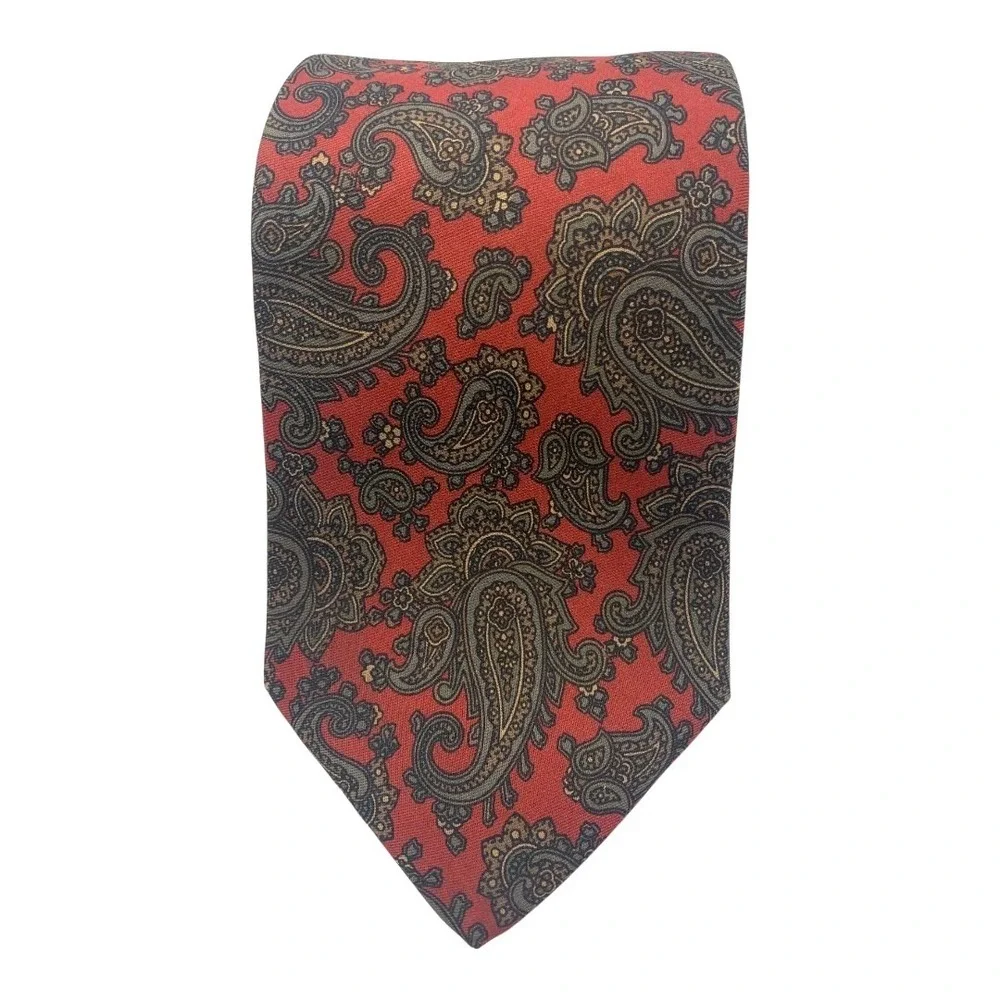 Jos A Bank Executive Collection Men's Red‎ Paisley Silk Necktie Short